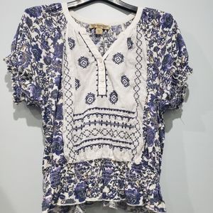 Vintage America Embroidered Peasant Blouse